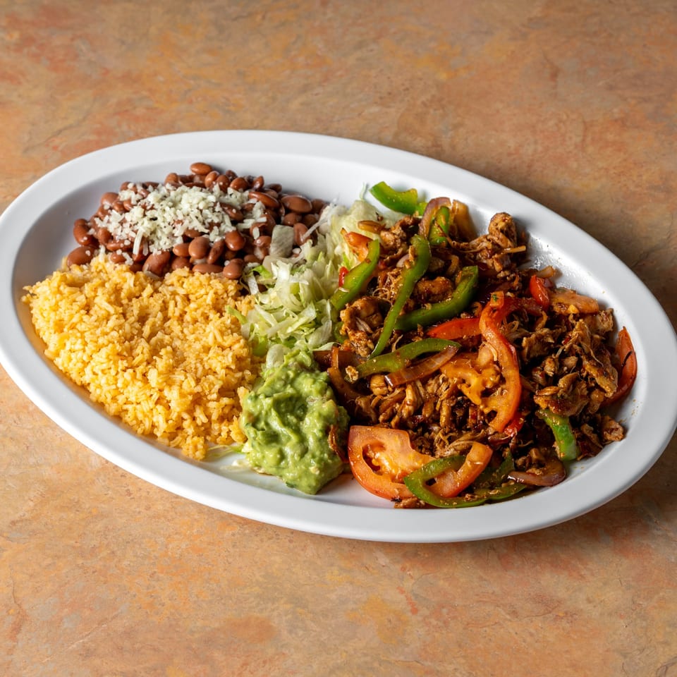Individual meat and pepper plate.